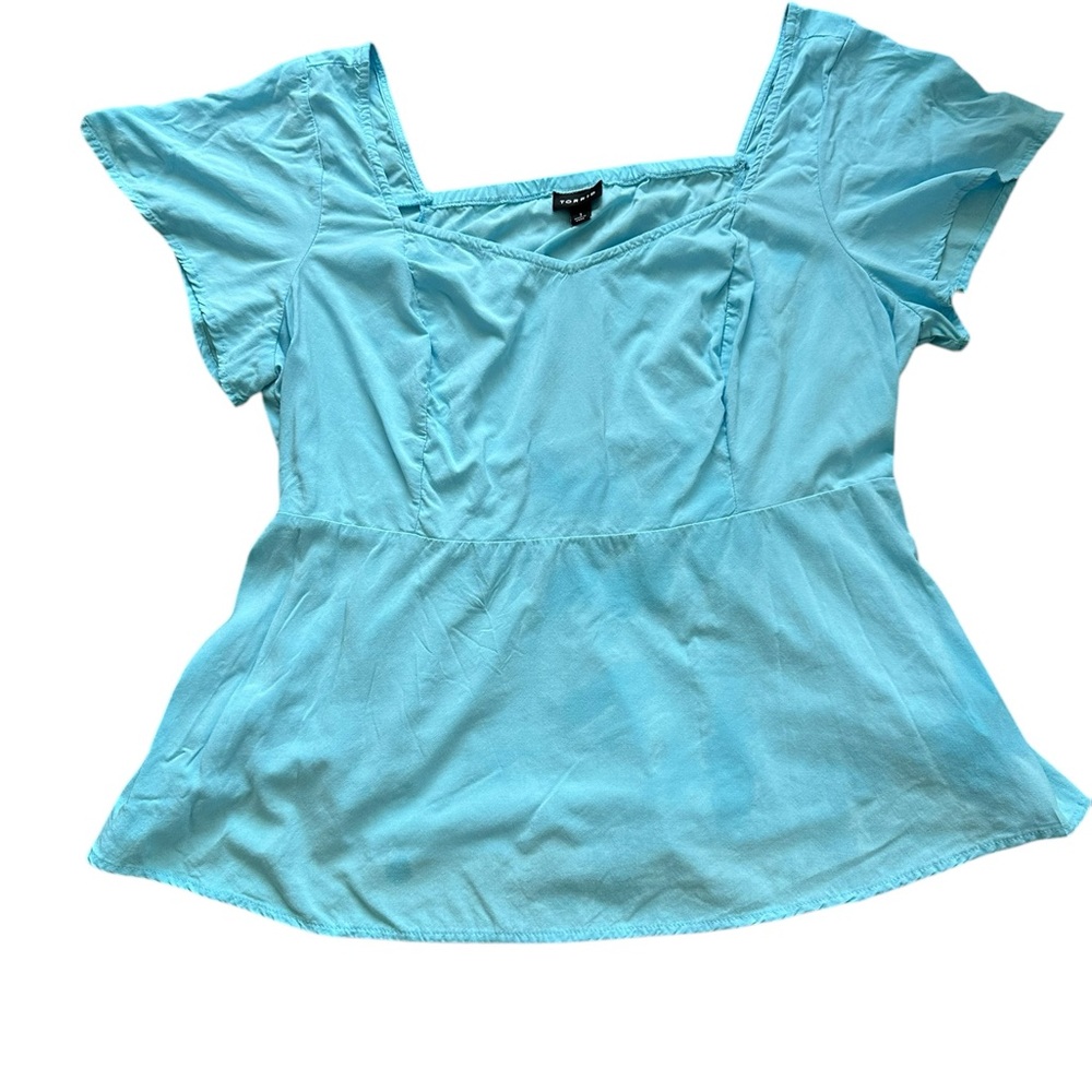 Torrid Peplum Challis Sweetheart Flutter Sleeve Top Size 1 (1X equivalent) Blue